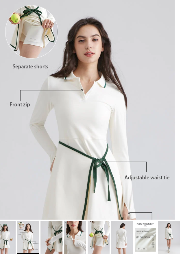 Zip-Up Collared Long Sleeve Dress